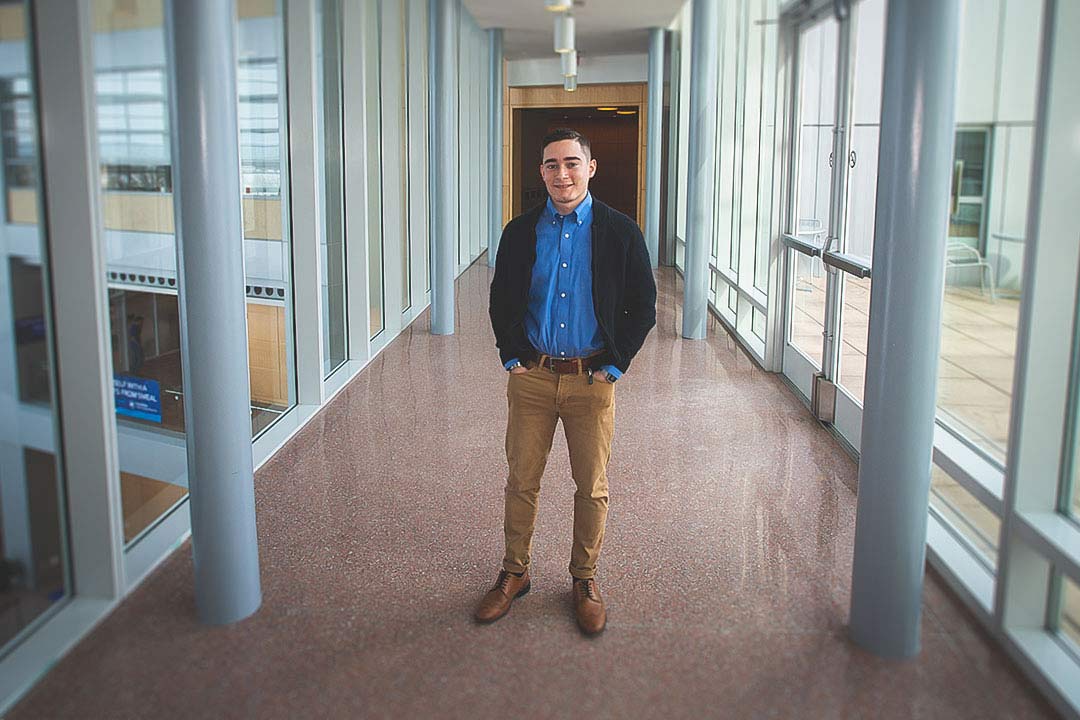 test Josh Maldonado-Santiago in the Smeal College of Business Building at Penn State.